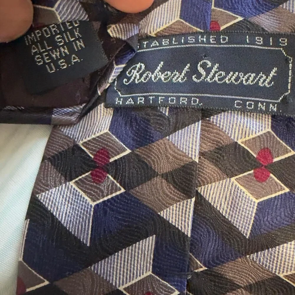 Robert Stewart Geometric Pattern Silk Necktie #silk #tie